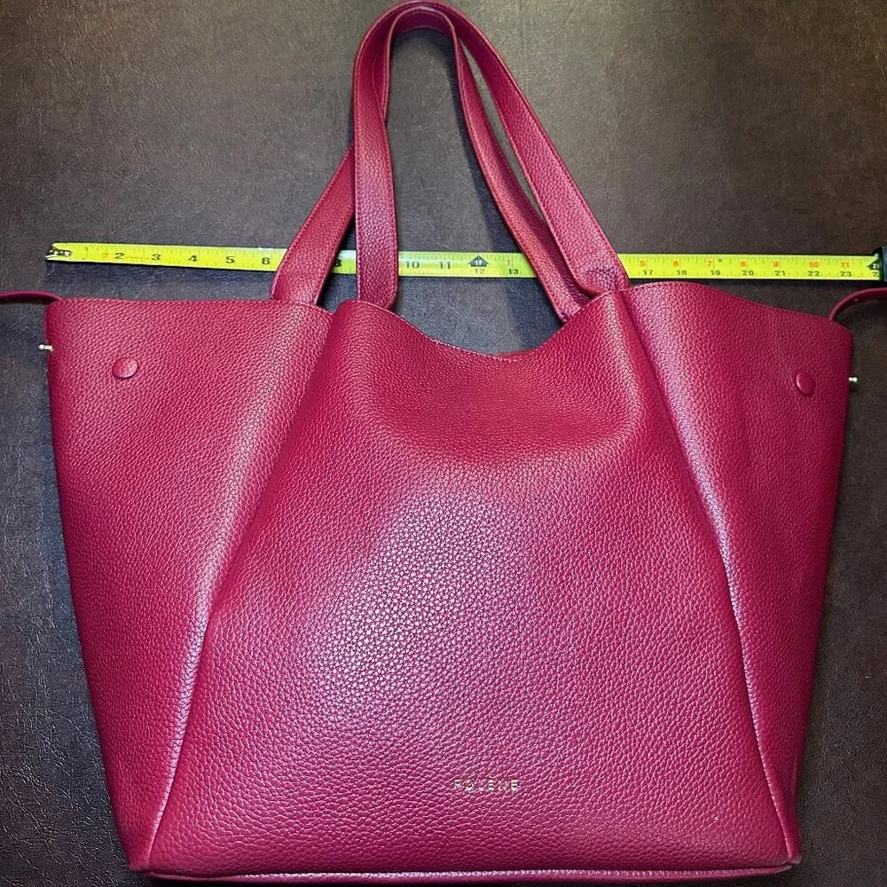 Designer-Inspired (Polene Paris Cabas).  Genuine Leather Red Tote Bag - Picture 6 of 10